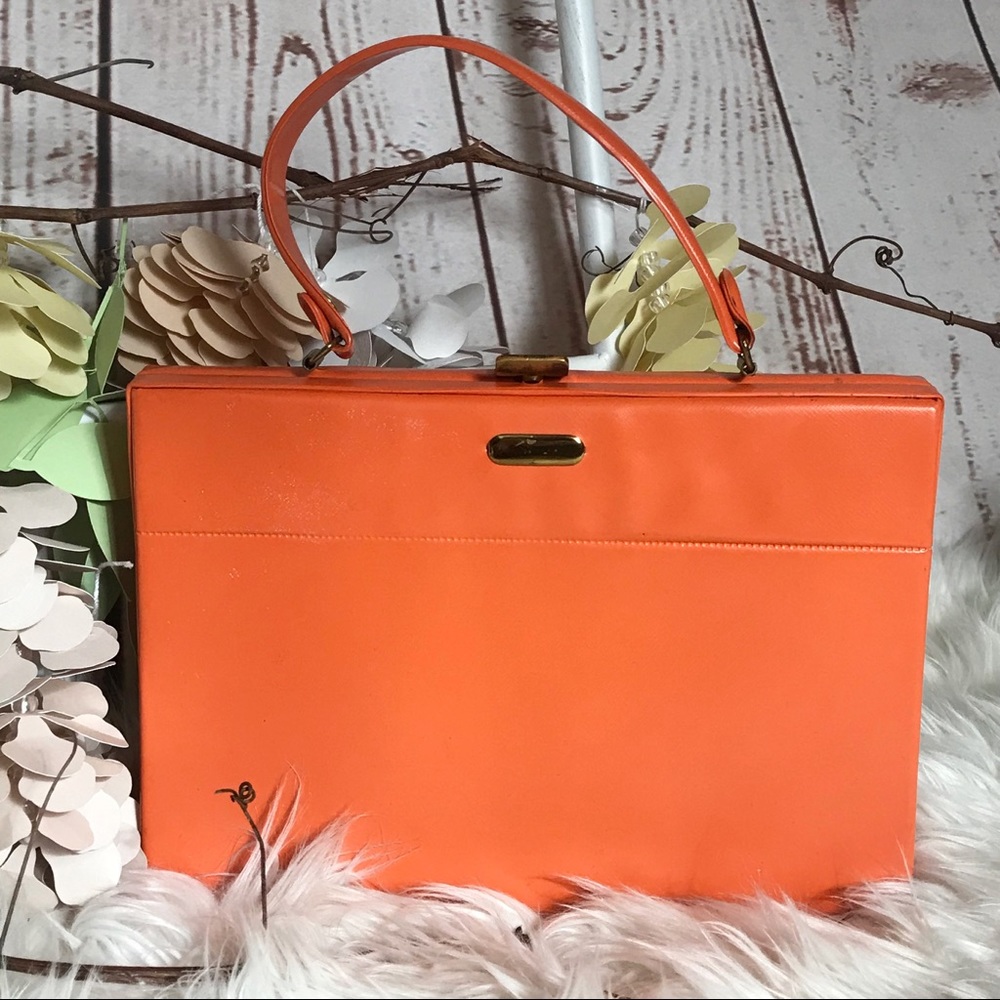 Vintage Orange Clasp Handbag